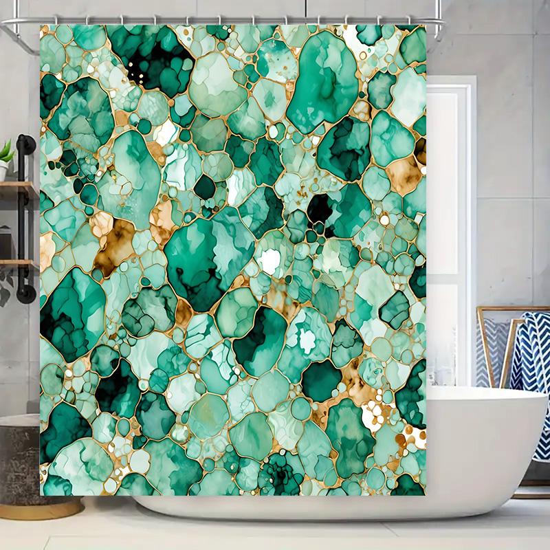 

Luxury Green Marble Pattern Shower Curtain Waterproof Fabric Decorative Bath Accessories For Bathroom Decoration Set Size: 72X84 W60H190(CM)-1 Pcs