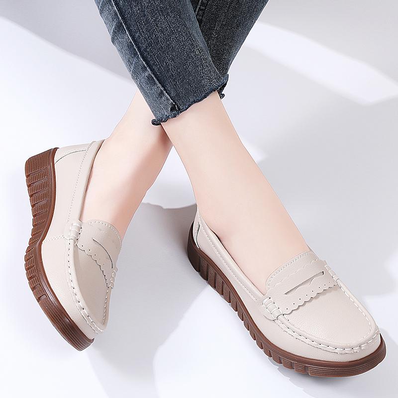 Weiche Mokassins für Damen zum Hineinschlüpfen, lässig, elegant, für den Sommer, atmungsaktives Leder, schwarze Mokassin-Schuhe