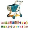 Carrinho de compras infantil de brinquedo com 25 acessórios para frutas, vegetais e alimentos, carrinho de compras de simulação, carrinho de compras de brinquedo