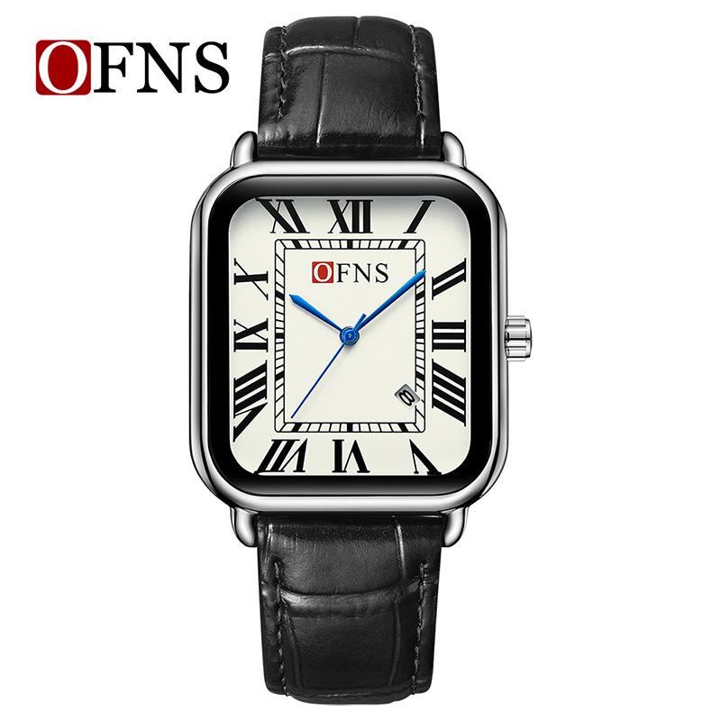 OFNS Fashionable Retro Square Women s Quartz Watch with Roman Numerals & Calendar - Waterproof