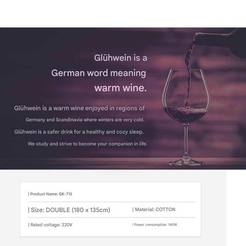 GLUHWEIN Electromagnetic Wave-safe Water Washing Electric Blanket 220V 140W - 135 X 180 Cm