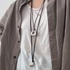 Fashionable Aventurine Buckle Pendant Necklace Accessory with Adjustable Length Leather Cord for Men and Women Daily Use