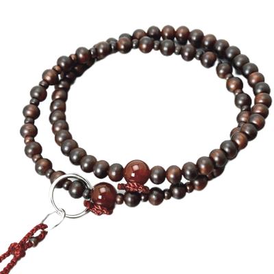 Women's Buddhist Prayer Beads, Double Strand, Made In Kyoto, Matte Rosewood and Agate, Odamaki Style, Jodo Sect, Funeral, Buddhist Altar, Mourning,
