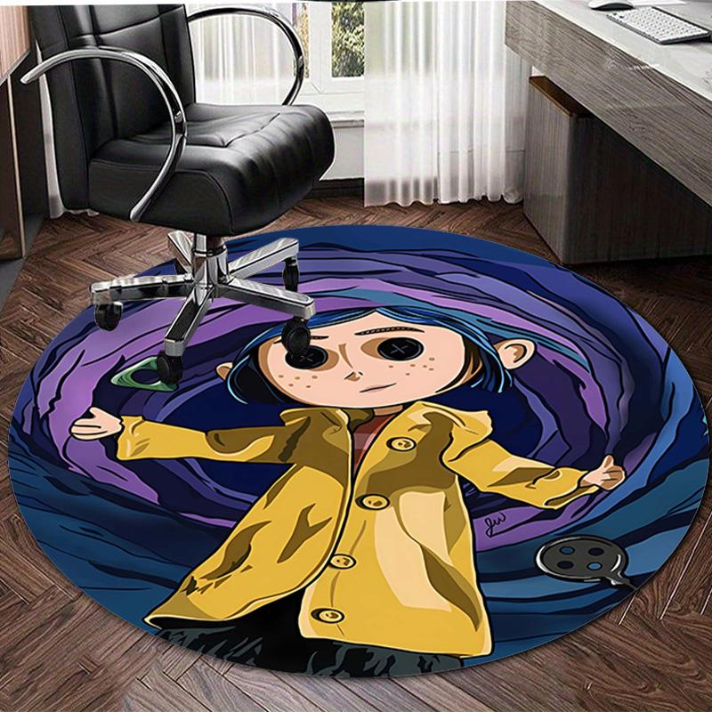 1pc Coraline (5) Design Printed Area Round Carpet for Bedroom Living Room Home Decor Rugs Mat Non Slip Mat Rug for Bedside
