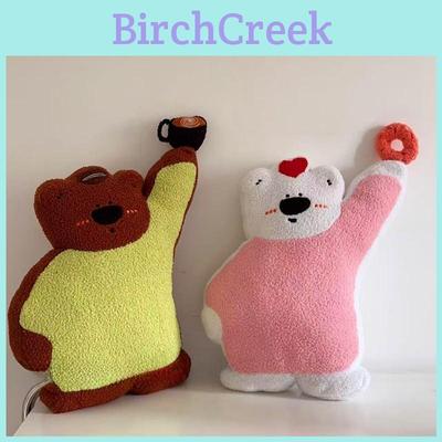 Cute Cartoon Bread Coffee Donuts Teddy Bears Plush Doll Pillows For Home Decor And Gifts