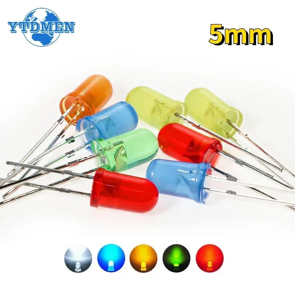 60/100pcs 5mm LED Kit DIY F5 Light Emitting LED Diode White Green Red Blue Yellow Orange for Arduino