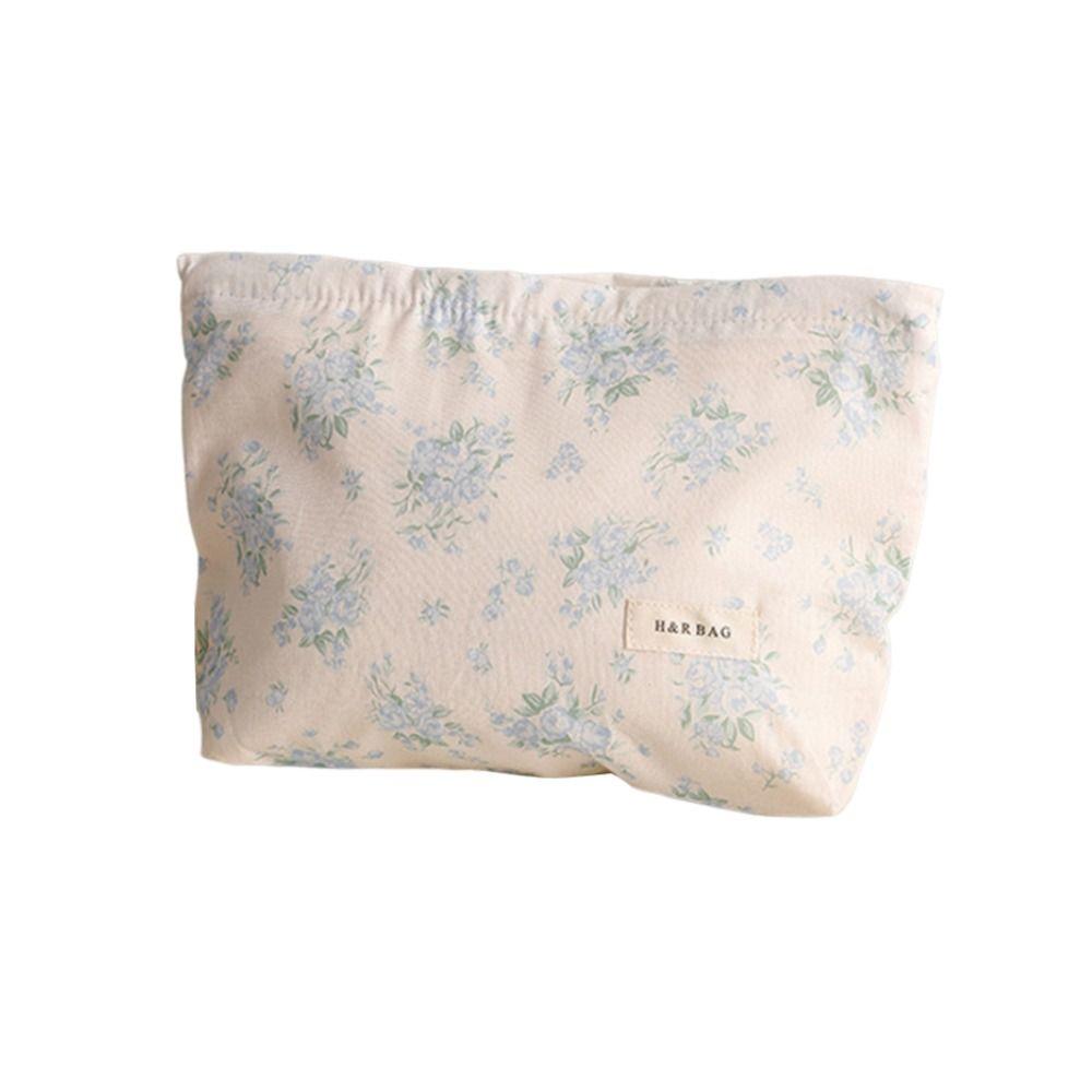 

Flower Printed Cosmetic Storage Bag Floral Toiletry Handbag New Women Cosmetic Pouch Travel светло-синий