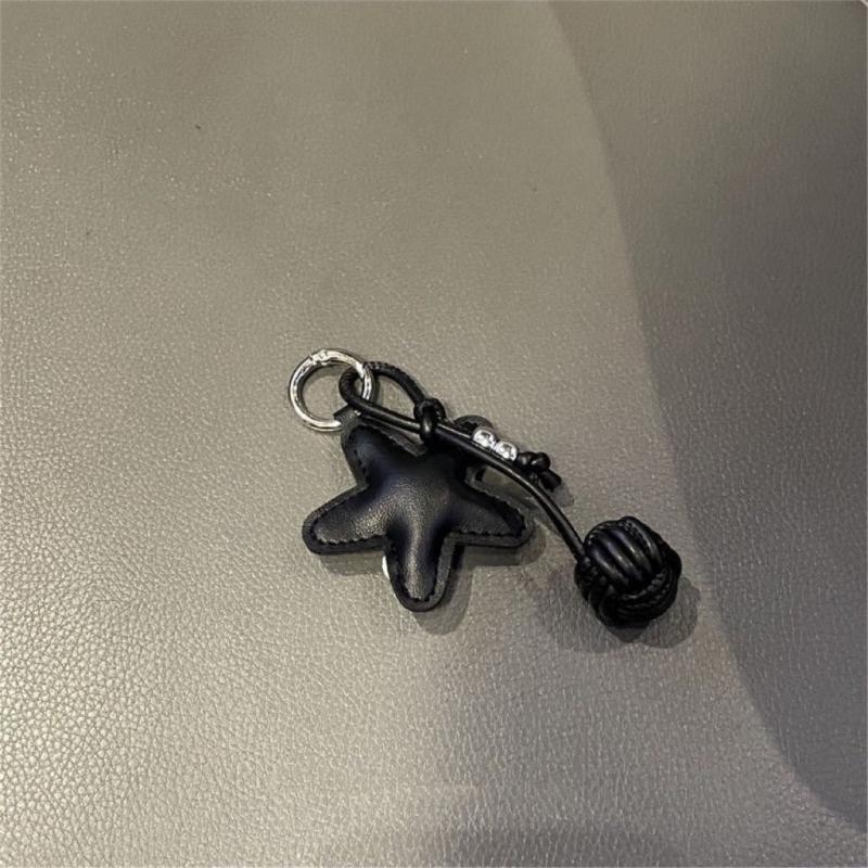 Handcraft Star Shape Keychain Accessory Hanging Pendant Stylish Faux Leather Designing Keyring for Bags and Keys