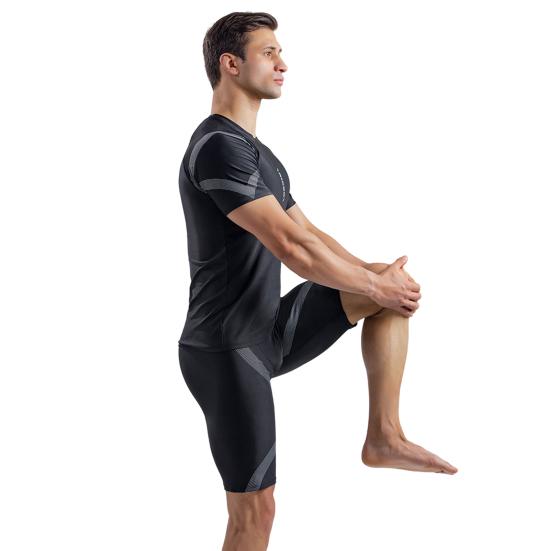 2 Teile/satz Oansatz Kurzarm Mid-rise Männer Badeanzug Druck Slim Fit T-shirt Schwimmen Lkw Set Bademode