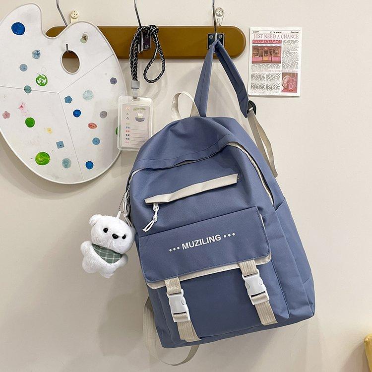 Schoolbag Backpack Backpack Female Large Capacity Travel Backpack Female Contrast Color Junior High School Student High School College Student Book