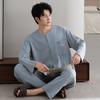 High-end Pajamas Men's Spring and Autumn Pure Cotton Long-sleeved 1011 New Casual Plus Size Can Be Worn Outside Loungewear