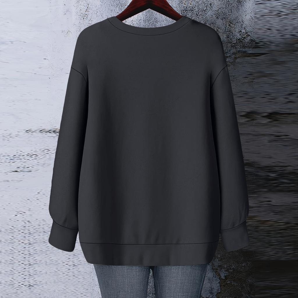 Ladies' Christmas Printed Round Neck Long Sleeved T-shirt Sweatshirt Top
