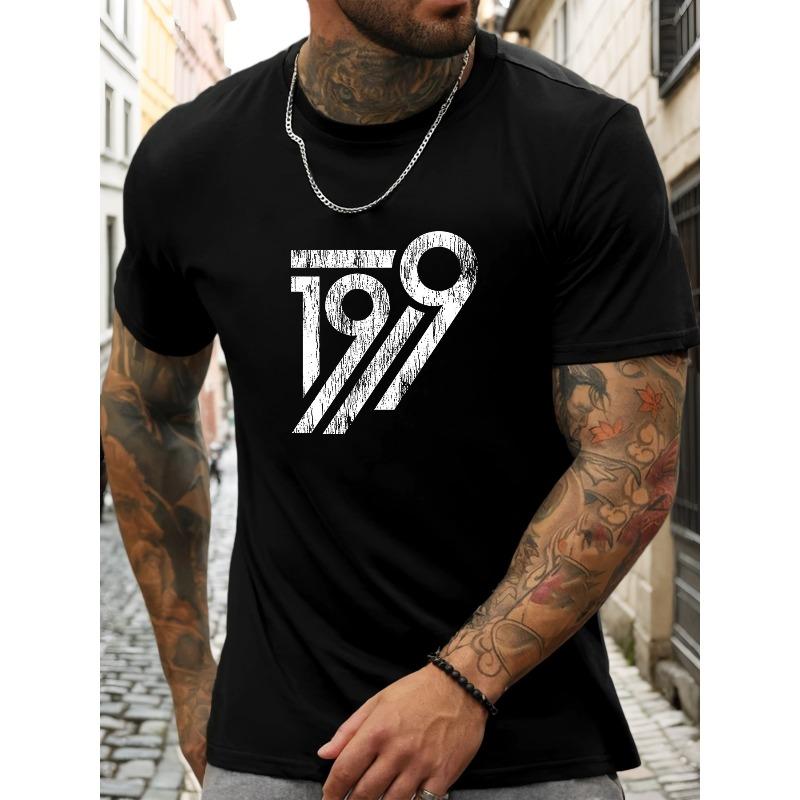 European Sizes Men'S 1979 Patterned Short-Sleeve T-Shirt for Summer Casual Wear