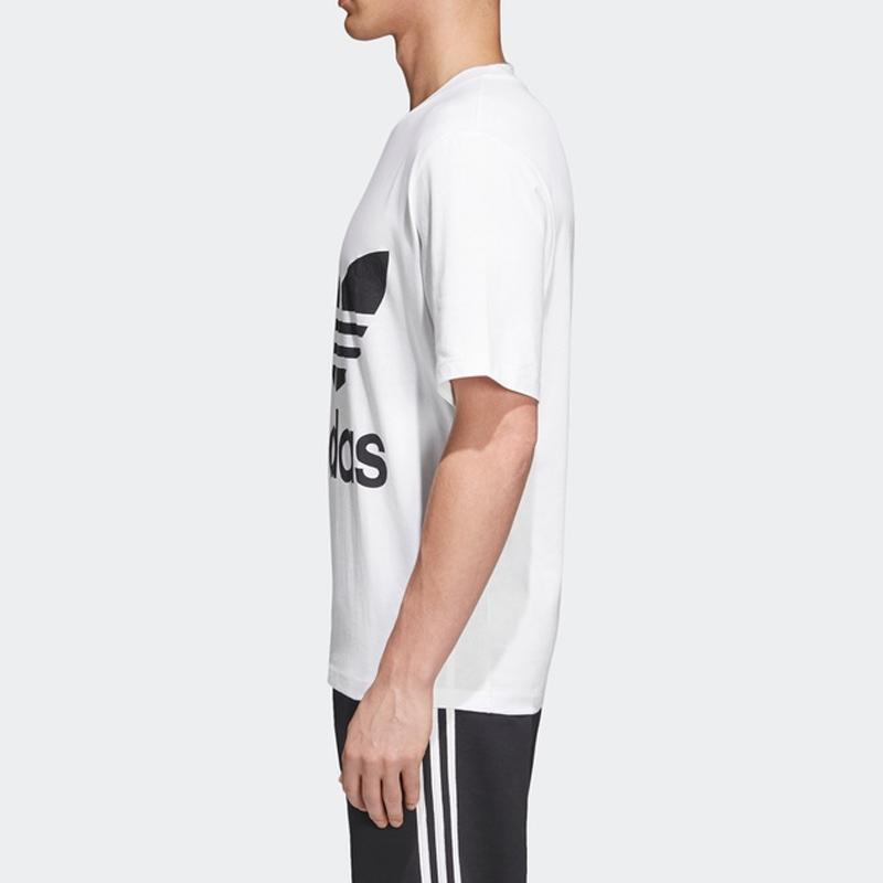 Adidas Originals Trefoil Casual Print Crew Neck T-Shirt Men Tops White CW1212