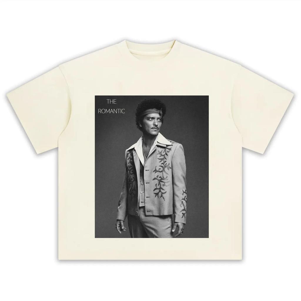 singer Bruno Mars portrait graphics Cotton Tshirt Unisex New Summer Hip hop unisex Short sleeve casual shirt fan gifts