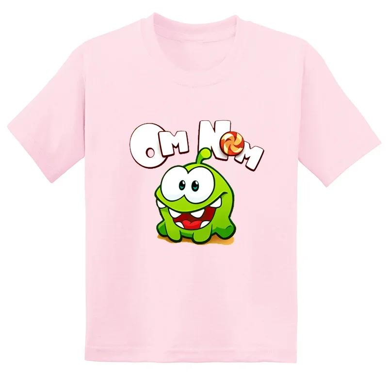 Cut the Rope Om Nom Frog Kids T-Shirt Funny Cartoon Summer Short Sleeve Baby Boys Girls Cute Clothes for Children