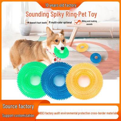 Durable Spiky Ring TPR Chew Toy for Large Dogs - Squeaky, Bite-Resistant, and Teeth-Cleaning for Golden Retrievers