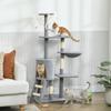 Multi-Level Cat Tower, 134cm Cat Tree with Condo and Sisal Scratching Posts for Indoor Kittens, Grey