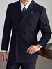 Men's Old Money Double-Breasted Striped Suit Set - Business Casual, High-End Professional Attire for Formal or Wedding Events