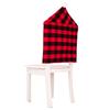 4 pezzi di coprisedie natalizie in plaid rosso nero con coprisedili per sedie in peluche bianco per Natale