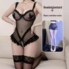 Butterfly Lace See-Through Bodysuit: Open Crotch Lingerie for Women – Flirty & Adjustable