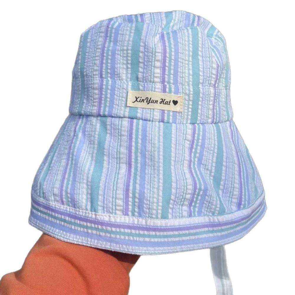 Large Brim Fisherman Hat Colorful Striped Summer Cap Korean Fashion Sun Hat  Women