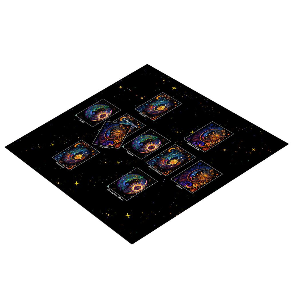 Quadratische Tischdecke Tarot-Altar-Tuch Brettspiel-Unterlage Astrologische Orakel-Unterlage Tischabdeckung Kartenmatte Divinations-Tischdecke