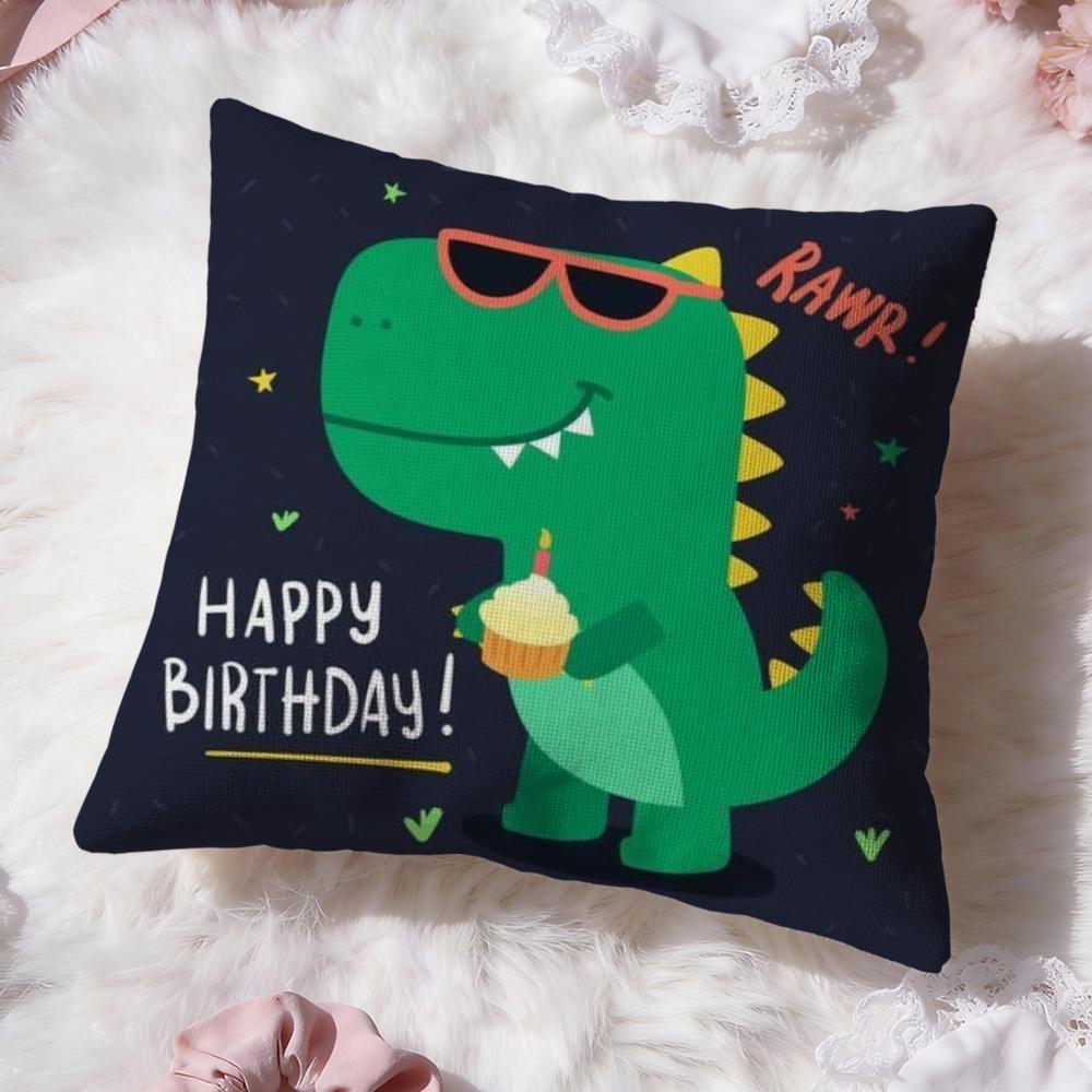 Cute Cartoon Dinosaur Cushion Cover Premium Comfort Reversible Pillow Cove -Two in One Design for Any Room & Car Interior