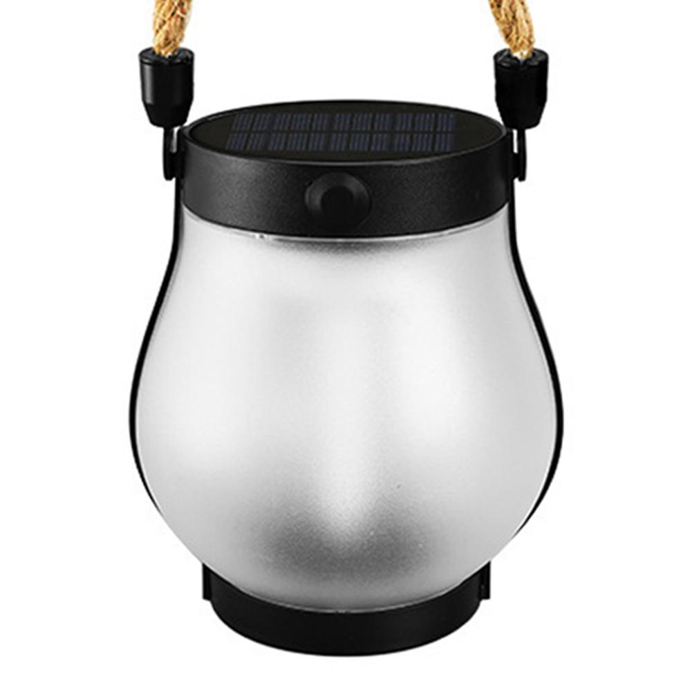 Solcellelanterne Utendørslys Vanntett Dansende Flamme Solcelle Halloweenlys Hempetau Hengende Flammelampe for Hage Gårdsplass Dekor