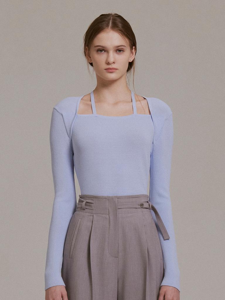 HUNCH Square Neck Strap Knit (2Color)