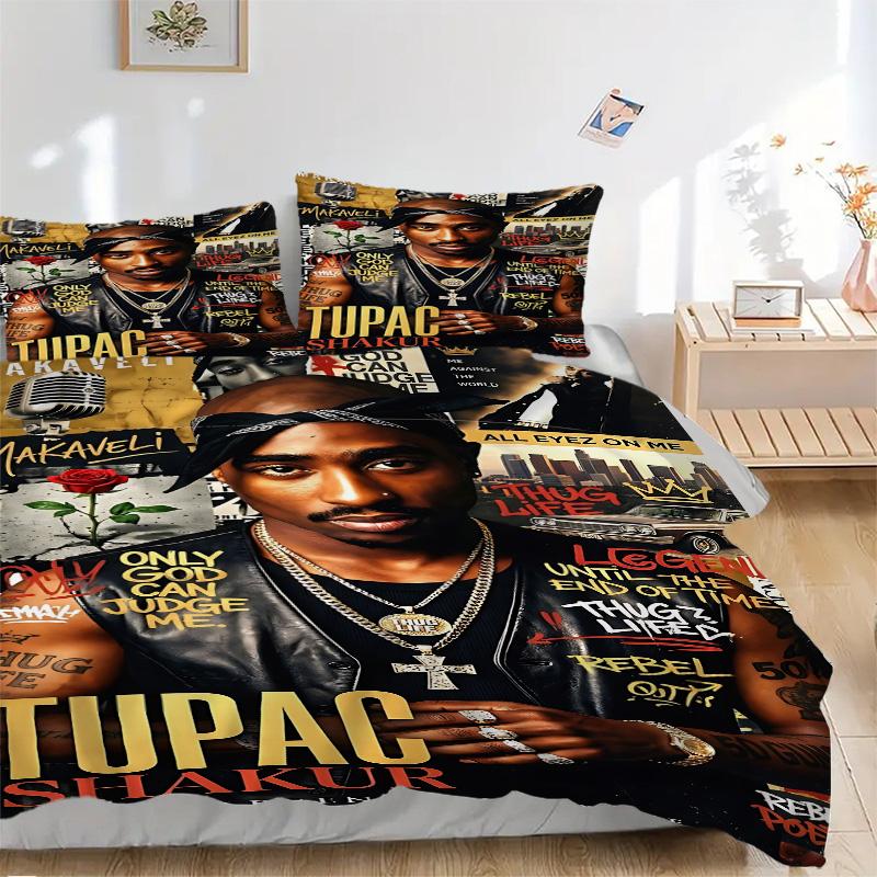 Tupac Shakur Legend Poster Print 3Pcs Bedding Set,Duvet Cover with 2 Bedro,Pillowcase Home Birthday Gift