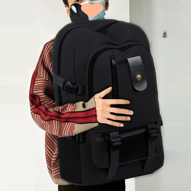 Men's Large Capacity Wear-Resistant Canvas Tool Backpack for Construction and Travel