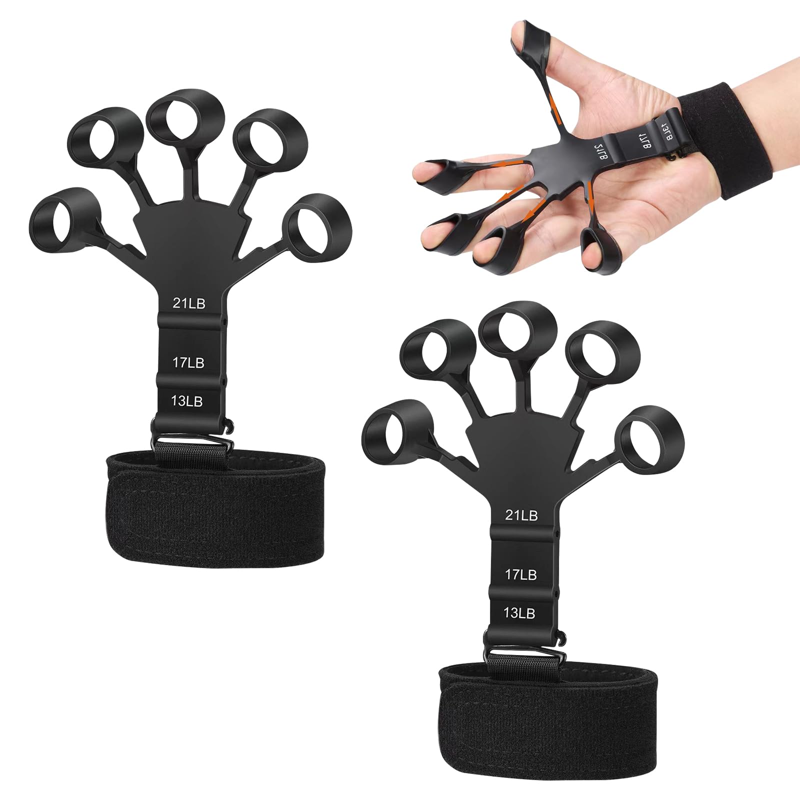

Ubefuu Finger Power of Hand Grip для силы захвата Регулируемое сопротивление Уход Функциональное снятие стресса [Набор 2] Обучение, 13-21 фунт, Шаблон, Уход,