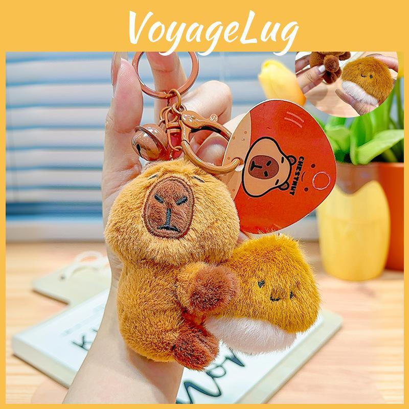 Adorable Capybara Chestnut Plush Keychain Pendant Cute Cartoon Style Accessory