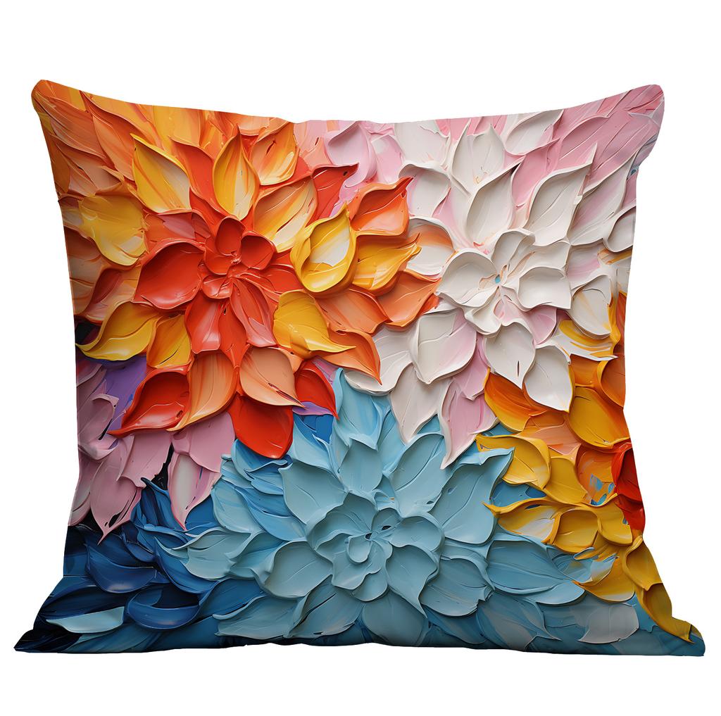 New Flower Pillowcase Imitating Three-dimensional Oil Painting Style Creative Floral Home Living Room Sofa Cushion Pillowcase
