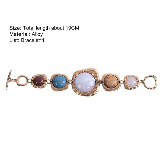 Închizătoare cu cârlig ușor, lanț de zale, brățară retro, piatră neregulată exagerată, brățară pentru femei, decor manual