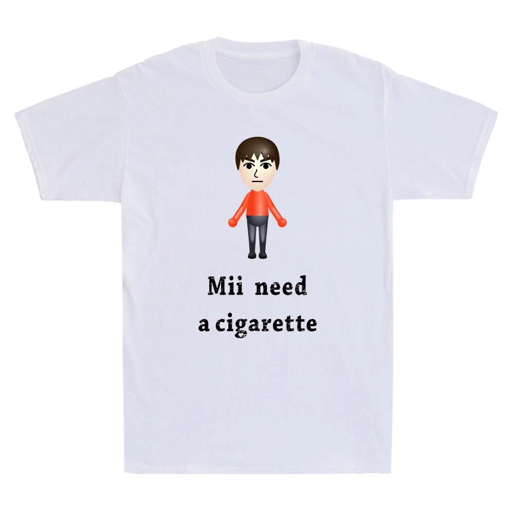 Mii Need A Cigarette Funny Cartoon Characters Humor Quote Vintage Men s T-Shirt 2XL