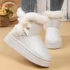 Fashion Faux Fur Bowknot Decoration Snow Boots 2025 Side Zip Thick Bottom Medium Heel Boots Warm Plush Leather Shoes Winter Warm Boots