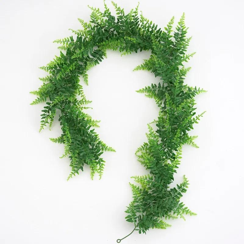 175cm/68.9in Artificial Plants Vines Fake Haing Plants Plastic Fern Leaves Wall Foliage Tropical Fern Plants for Home Garden