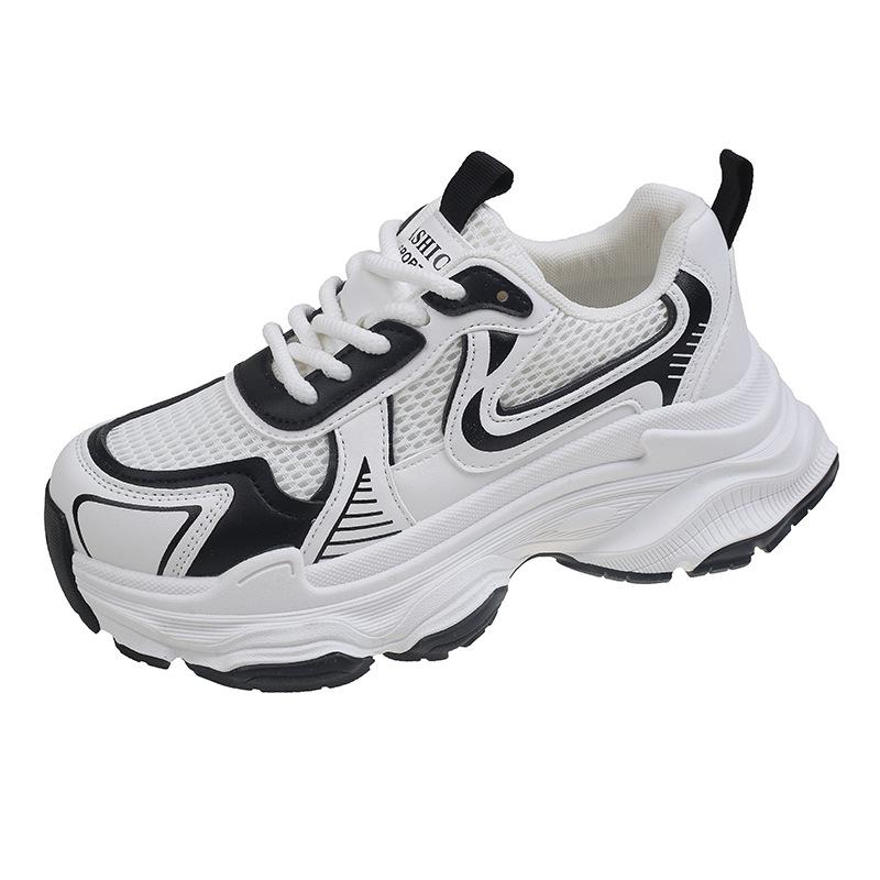 Thick-soled dad shoes for women's 2025 spring new mesh breathable and versatile, increase height and show feet, small casual sports shoes for women