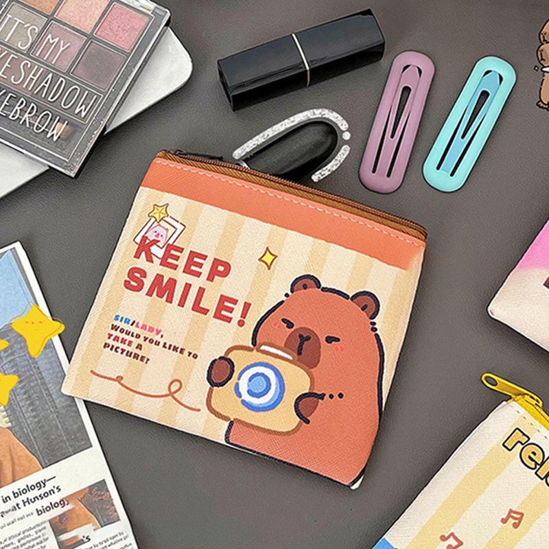 Cartoon Capybara Coin Purse Pouch Cute Wallet Portable Waterproof Mini Storage Bag Lipstick Key Earphone Organizer For Kids Gift