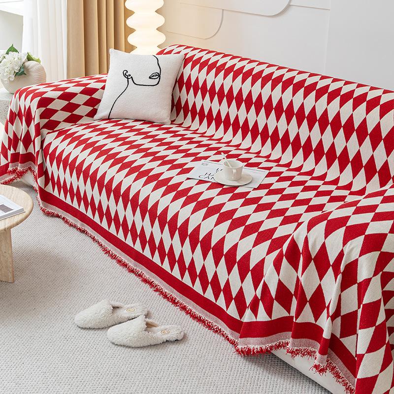 

Чехол для дивана из шенилла, полотенце, Four Seasons, универсальный, простой, современный, сетчатый, красный, чехол для дивана, ткань, все включено, универсальный чехол, подушка для спинки 180*130