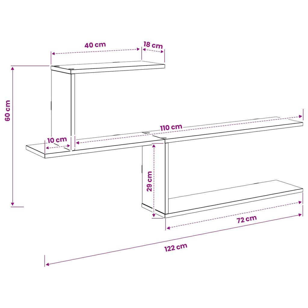 Wall Shelf Concrete Gray 122 x 18 x 60 cm Engineered Wood