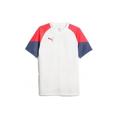 Color Block Logo Print V-Neck Short Sleeve T-Shirt Men Tops White 658481-53