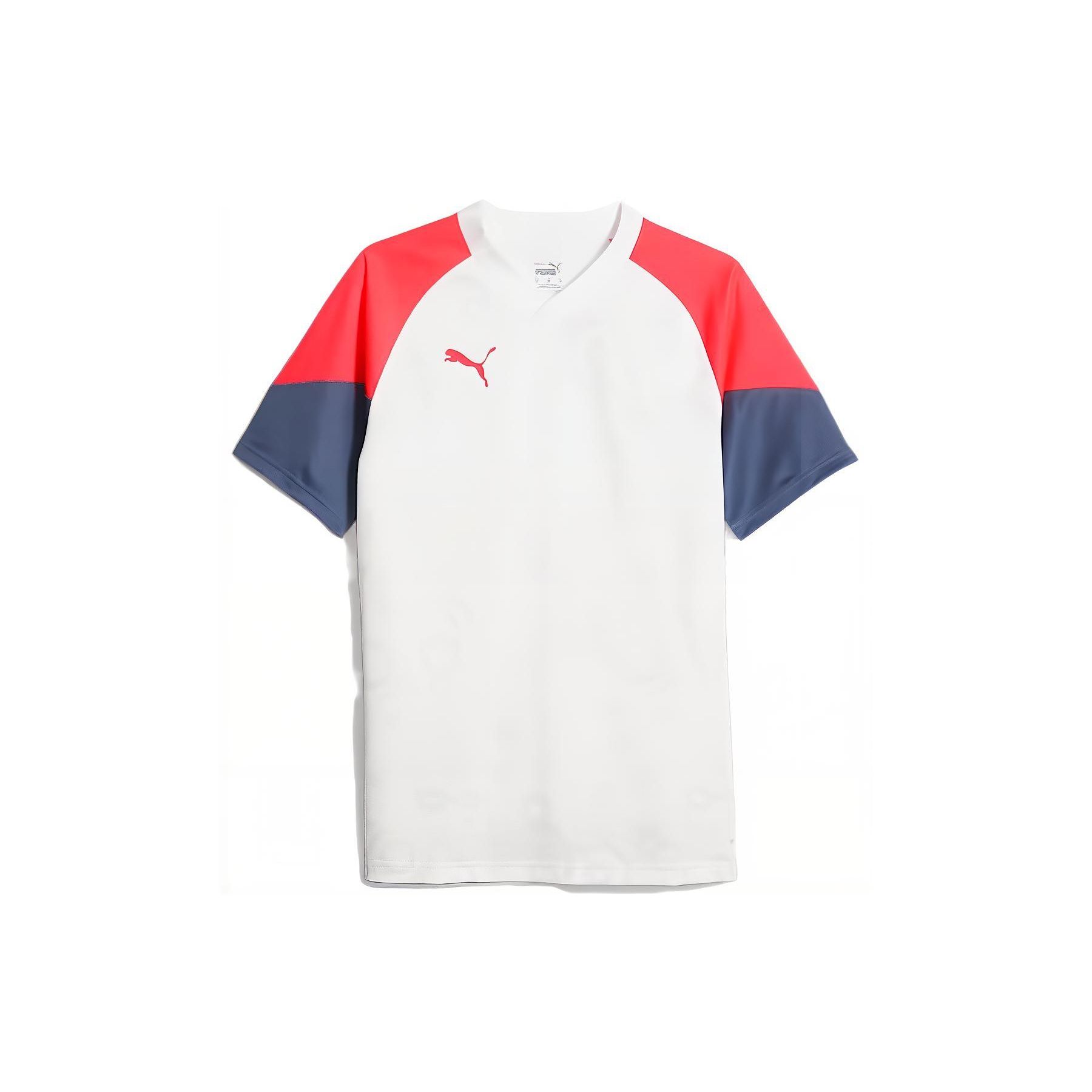 

PUMA Color Block Logo Print V-Neck Short Sleeve T-Shirt Men tops White 658481-53 M