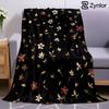 Dark Golden Bloom Lightweight Microfiber Soft Christmas Fleece Blanket Warm Cozy Throw for Bed Sofa Office Travel All Season