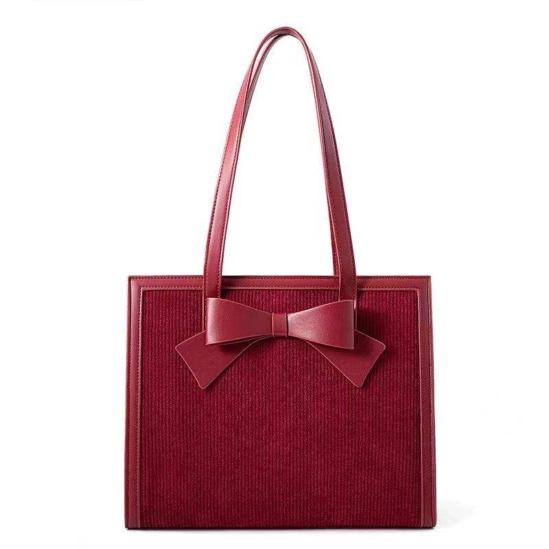 Red bag, wedding bag, bridal bag, women's daily use, large-capacity new tote bag, shoulder bag, fashionable