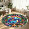 Wild Animals (379) Theme Round Crystal Velvet Rug Custom Name Text Personalized Floor Mat Home Decor Non Slip Crystal Carpet