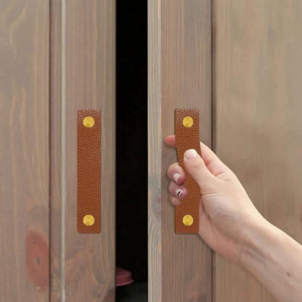 2PCS Wall Mounted Leather Towel Rod Holders PU Curtain Rod Holder Wall Mounted Hook  Cabinet