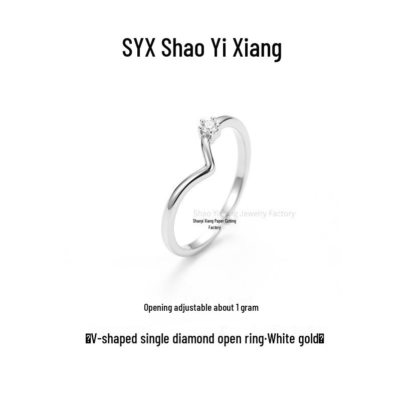 Minimalist V-Shaped Diamond Women's Ring, Personalized Style, Open Index Band, Light Luxury Design